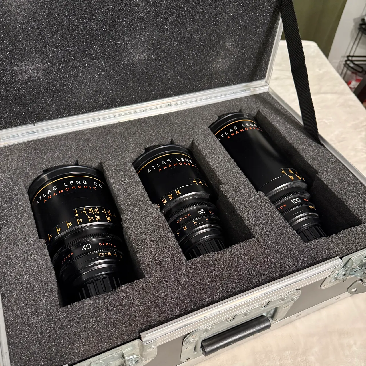 The three Orions in their case: 40, 65 and 100mm.